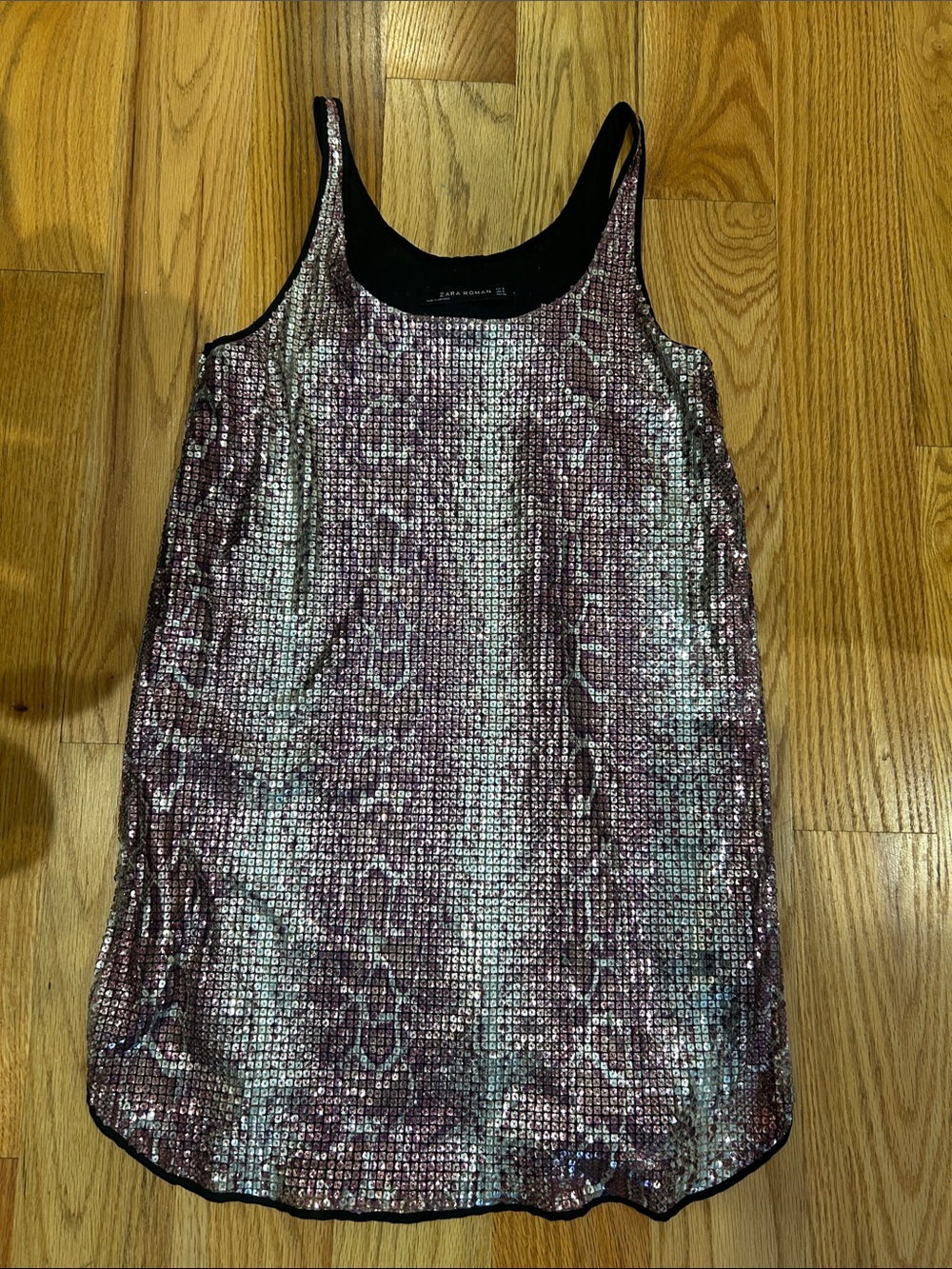 Zara Pink and Silver Sequin Mini Slip Dress